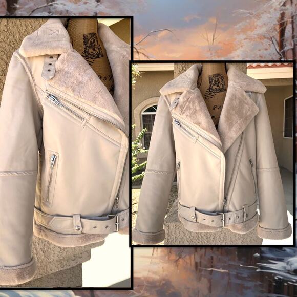 Blank NYC Faux Leather Lining Soft Faux Fur Moto Jacket Size S - Picture 3 of 7